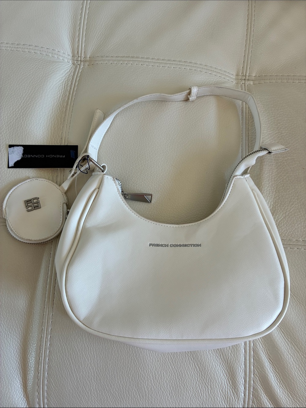 French Connection Cream Shoulder Bag with Coin Pouch